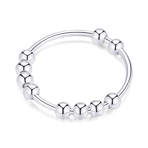 Jacruces 925 Sterling Silver Anxiety Ring for Women Men Fidget