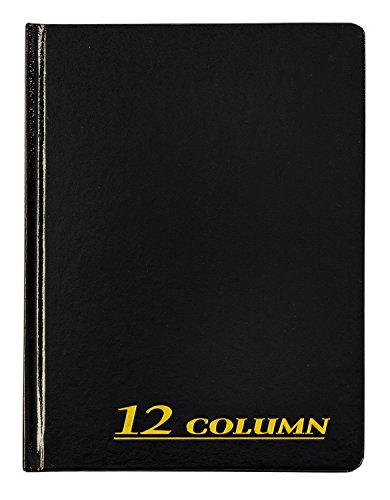 Adams Account Book, 7 x 9.25 Inches, Black, 12-Columns, 80