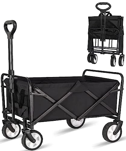 Collapsible Foldable Wagon, Beach Cart Large Capacity, Heavy Duty Folding