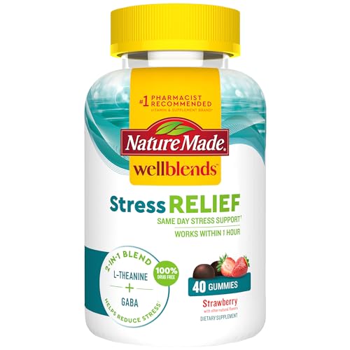 Nature Made Wellblends Stress Relief Gummies, L theanine 200mg to