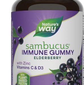 Nature's Way Sambucus Elderberry Gummies, With Vitamin C, Vitamin D and Zinc, Immune Support for Kids and Adults*, 60 Gummies (Packaging May Vary)
