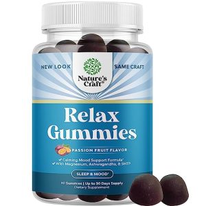 Calming Gummies for Adults with Ashwagandha and Magnesium - Potent Relaxing Gummies with L Theanine 5HTP and Lemon Balm Extract - Adaptogenic Gummies with Chamomile Extract and Vitamin B6 - 90 Count